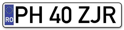 Placuta inmatriculare numar auto  PH-40-ZJR, PH 40 ZJR, PH40ZJR