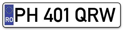 Placuta inmatriculare numar auto  PH-401-QRW, PH 401 QRW, PH401QRW