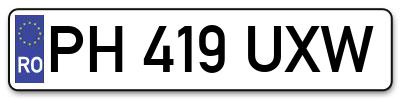 Placuta inmatriculare numar auto  PH-419-UXW, PH 419 UXW, PH419UXW