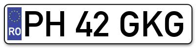 Placuta inmatriculare numar auto  PH-42-GKG, PH 42 GKG, PH42GKG
