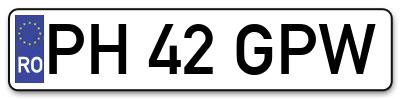 Placuta inmatriculare numar auto  PH-42-GPW, PH 42 GPW, PH42GPW