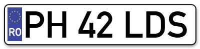 Placuta inmatriculare numar auto  PH-42-LDS, PH 42 LDS, PH42LDS
