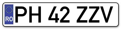Placuta inmatriculare numar auto  PH-42-ZZV, PH 42 ZZV, PH42ZZV