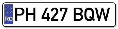 Placuta inmatriculare numar auto  PH-427-BQW, PH 427 BQW, PH427BQW