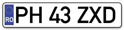 Placuta inmatriculare numar auto  PH-43-ZXD, PH 43 ZXD, PH43ZXD