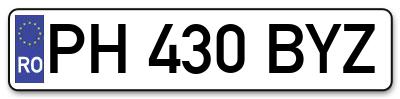 Placuta inmatriculare numar auto  PH-430-BYZ, PH 430 BYZ, PH430BYZ