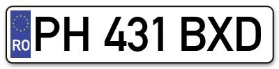 Placuta inmatriculare numar auto  PH-431-BXD, PH 431 BXD, PH431BXD