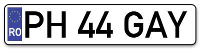 Placuta inmatriculare numar auto  PH-44-GAY, PH 44 GAY, PH44GAY