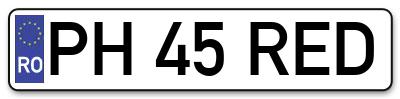 Placuta inmatriculare numar auto  PH-45-RED, PH 45 RED, PH45RED
