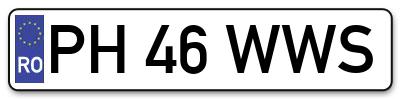 Placuta inmatriculare numar auto  PH-46-WWS, PH 46 WWS, PH46WWS