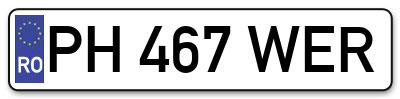 Placuta inmatriculare numar auto  PH-467-WER, PH 467 WER, PH467WER