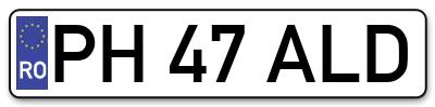 Placuta inmatriculare numar auto  PH-47-ALD, PH 47 ALD, PH47ALD