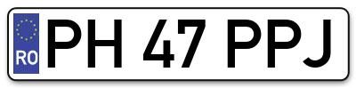Placuta inmatriculare numar auto  PH-47-PPJ, PH 47 PPJ, PH47PPJ