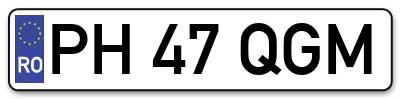Placuta inmatriculare numar auto  PH-47-QGM, PH 47 QGM, PH47QGM