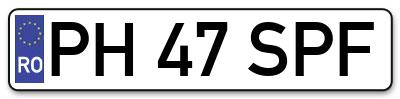 Placuta inmatriculare numar auto  PH-47-SPF, PH 47 SPF, PH47SPF