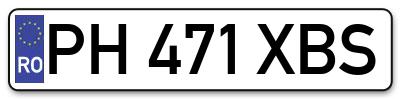 Placuta inmatriculare numar auto  PH-471-XBS, PH 471 XBS, PH471XBS