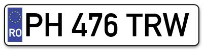 Placuta inmatriculare numar auto  PH-476-TRW, PH 476 TRW, PH476TRW