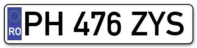 Placuta inmatriculare numar auto  PH-476-ZYS, PH 476 ZYS, PH476ZYS