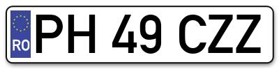 Placuta inmatriculare numar auto  PH-49-CZZ, PH 49 CZZ, PH49CZZ