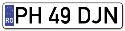 Placuta inmatriculare numar auto  PH-49-DJN, PH 49 DJN, PH49DJN