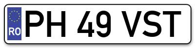 Placuta inmatriculare numar auto  PH-49-VST, PH 49 VST, PH49VST