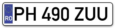 Placuta inmatriculare numar auto  PH-490-ZUU, PH 490 ZUU, PH490ZUU