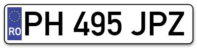Placuta inmatriculare numar auto  PH-495-JPZ, PH 495 JPZ, PH495JPZ