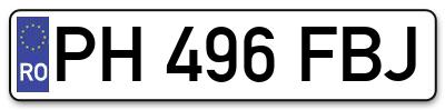 Placuta inmatriculare numar auto  PH-496-FBJ, PH 496 FBJ, PH496FBJ