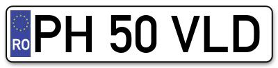 Placuta inmatriculare numar auto  PH-50-VLD, PH 50 VLD, PH50VLD