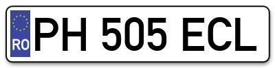 Placuta inmatriculare numar auto  PH-505-ECL, PH 505 ECL, PH505ECL