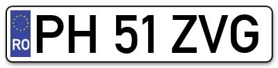 Placuta inmatriculare numar auto  PH-51-ZVG, PH 51 ZVG, PH51ZVG