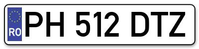 Placuta inmatriculare numar auto  PH-512-DTZ, PH 512 DTZ, PH512DTZ