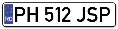 Placuta inmatriculare numar auto  PH-512-JSP, PH 512 JSP, PH512JSP