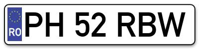 Placuta inmatriculare numar auto  PH-52-RBW, PH 52 RBW, PH52RBW