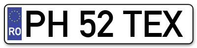 Placuta inmatriculare numar auto  PH-52-TEX, PH 52 TEX, PH52TEX