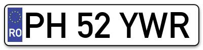 Placuta inmatriculare numar auto  PH-52-YWR, PH 52 YWR, PH52YWR