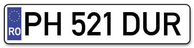 Placuta inmatriculare numar auto  PH-521-DUR, PH 521 DUR, PH521DUR