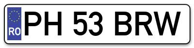Placuta inmatriculare numar auto  PH-53-BRW, PH 53 BRW, PH53BRW