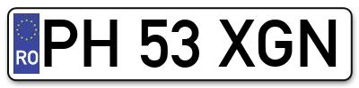 Placuta inmatriculare numar auto  PH-53-XGN, PH 53 XGN, PH53XGN