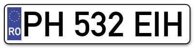 Placuta inmatriculare numar auto  PH-532-EIH, PH 532 EIH, PH532EIH