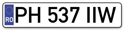 Placuta inmatriculare numar auto  PH-537-IIW, PH 537 IIW, PH537IIW