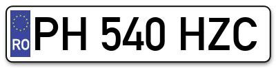 Placuta inmatriculare numar auto  PH-540-HZC, PH 540 HZC, PH540HZC
