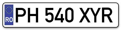 Placuta inmatriculare numar auto  PH-540-XYR, PH 540 XYR, PH540XYR