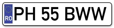 Placuta inmatriculare numar auto  PH-55-BWW, PH 55 BWW, PH55BWW
