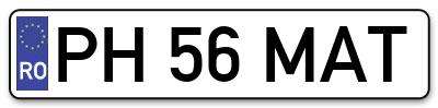 Placuta inmatriculare numar auto  PH-56-MAT, PH 56 MAT, PH56MAT