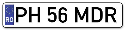 Placuta inmatriculare numar auto  PH-56-MDR, PH 56 MDR, PH56MDR