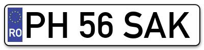 Placuta inmatriculare numar auto  PH-56-SAK, PH 56 SAK, PH56SAK