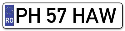 Placuta inmatriculare numar auto  PH-57-HAW, PH 57 HAW, PH57HAW
