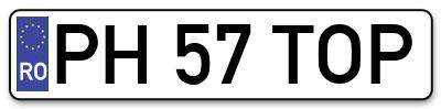 Placuta inmatriculare numar auto  PH-57-TOP, PH 57 TOP, PH57TOP