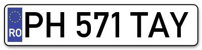 Placuta inmatriculare numar auto  PH-571-TAY, PH 571 TAY, PH571TAY